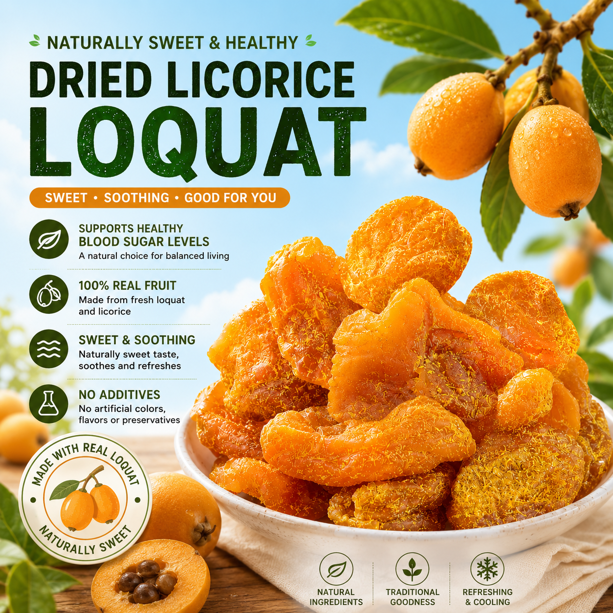 All-Natural Dried Licorice Loquat - Herbal Insulin & Metabolism Booster-EDC