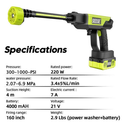 SEESE Cordless Pressure Washer and Single Port Charger Base, Bottle Portable Washer for Car,Home Cleaning & Garden Watering-SUY