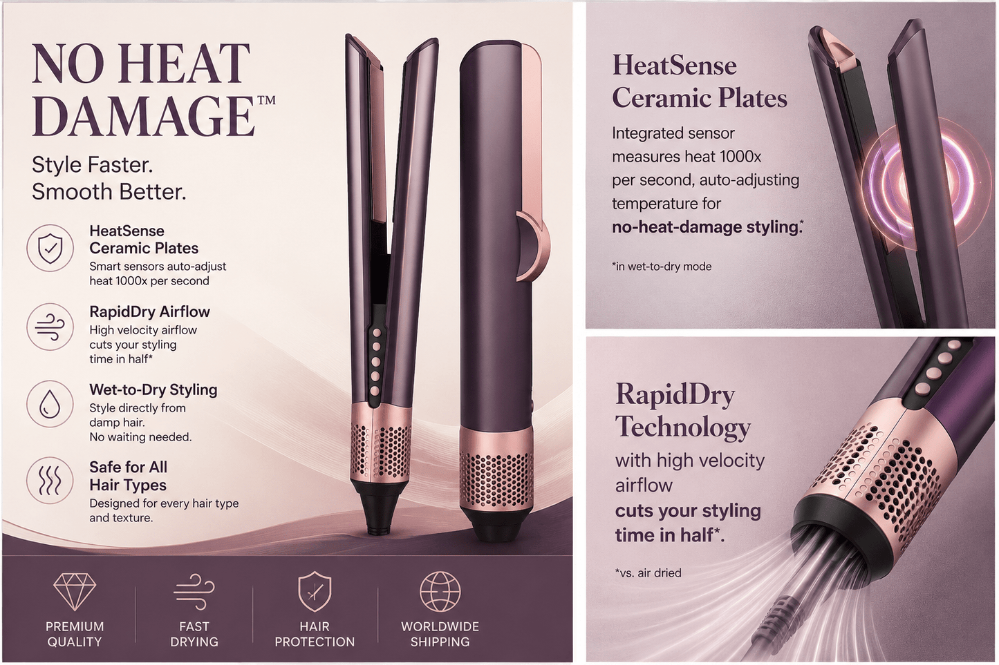 🔥 2026 Viral Wet-to-Dry Hair Straightener with Rapid Blow Technology-OKN - cartographermarket