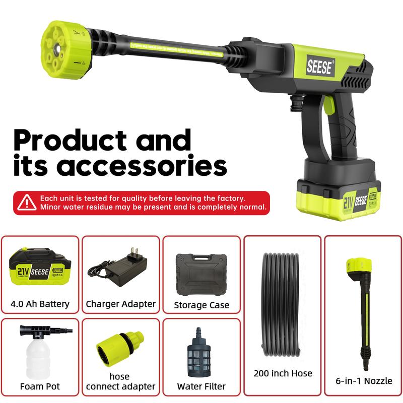 SEESE Cordless Pressure Washer and Single Port Charger Base, Bottle Portable Washer for Car,Home Cleaning & Garden Watering-SUY