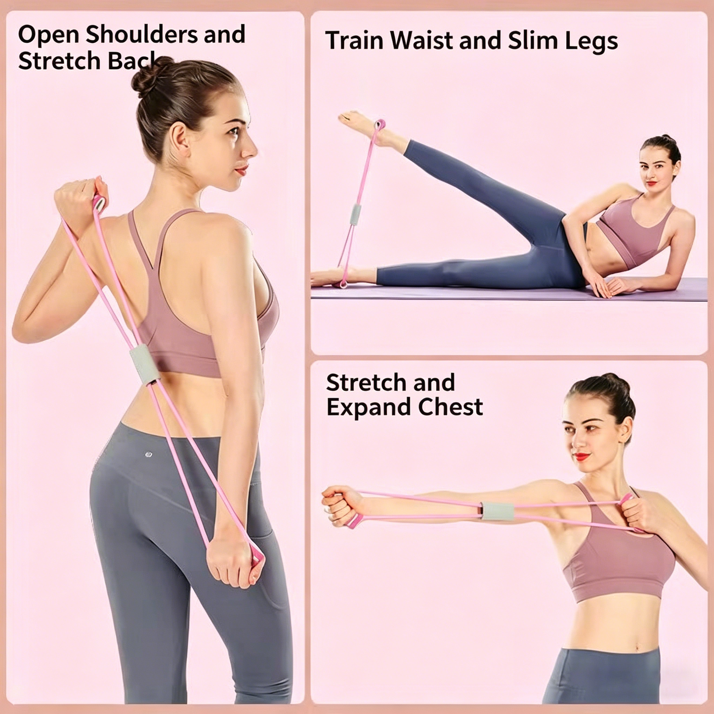 8-Word Resistance Band, Heavy-Duty, Home Essential for Shoulder Opening & Back Training, Yoga Fitness Elastic Rope for Chest Expanding & Body Shaping-OKN1