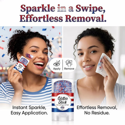 3-in-1 Patriotic Glow😍✨Red, White & Blue Glitter Body Stick -EDC - cartographermarket