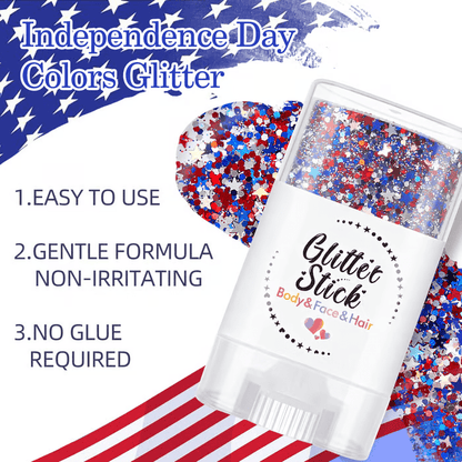 3-in-1 Patriotic Glow😍✨Red, White & Blue Glitter Body Stick -EDC - cartographermarket