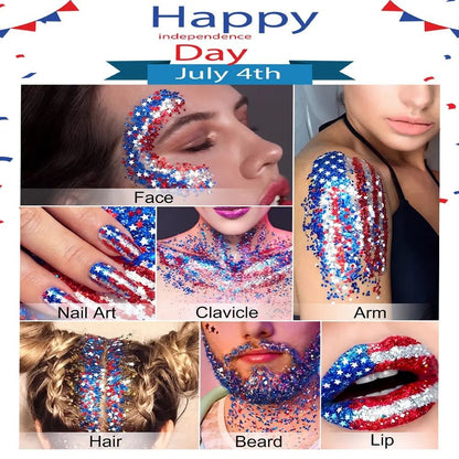 3-in-1 Patriotic Glow😍✨Red, White & Blue Glitter Body Stick -EDC - cartographermarket
