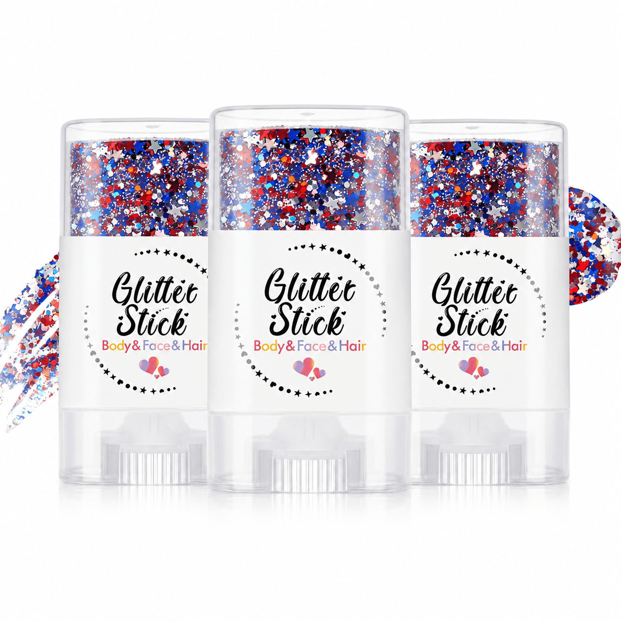 3-in-1 Patriotic Glow😍✨Red, White & Blue Glitter Body Stick -EDC - cartographermarket