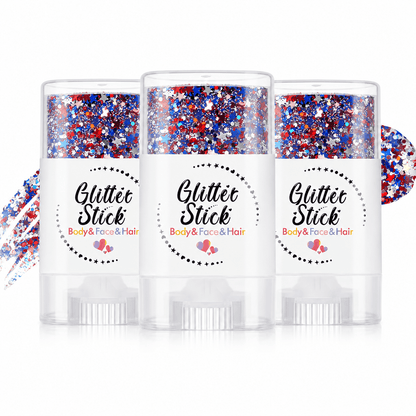3-in-1 Patriotic Glow😍✨Red, White & Blue Glitter Body Stick -EDC - cartographermarket