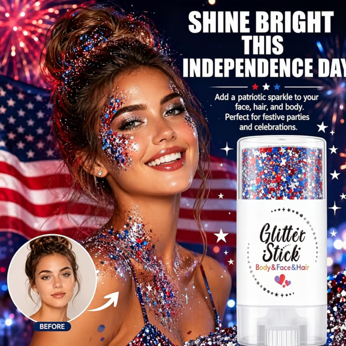 3-in-1 Patriotic Glow😍✨Red, White & Blue Glitter Body Stick -EDC - cartographermarket