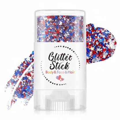 3-in-1 Patriotic Glow😍✨Red, White & Blue Glitter Body Stick -EDC - cartographermarket