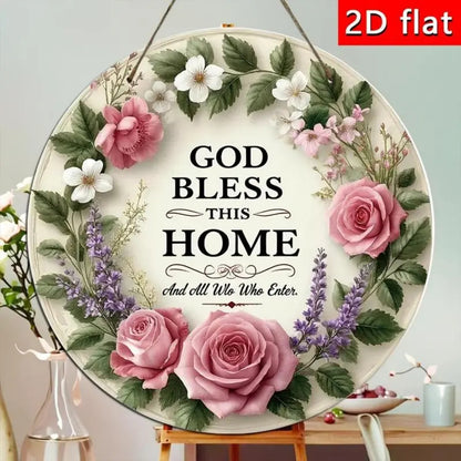 【fathersdaygift】God Bless This Home Round Wooden Sign,-EDC