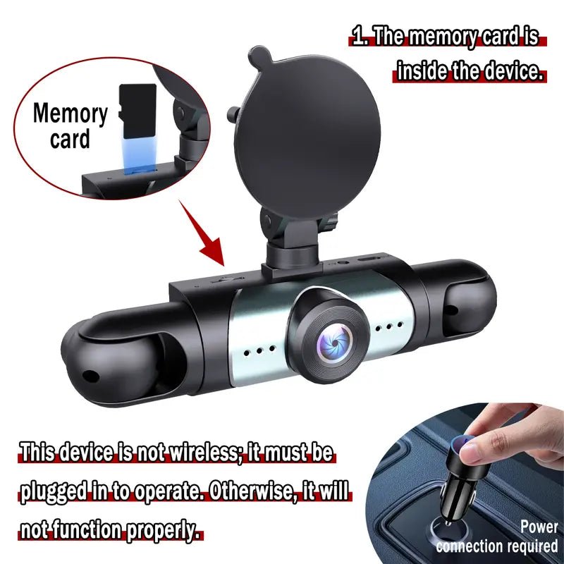 🚗4-Channel 1080P Dash Cam: 🚚360° Protection, 64GB Card Included-OKN - cartographermarket