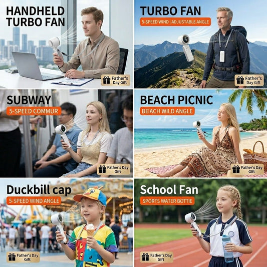 5 Speed Portable Turbo Hand Fan 4000mAh Rechargeable Long Lasting Cooling Fan for Outdoor Travel Office-SUY - cartographermarket
