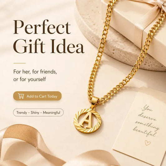 24K Gold Plated Initial Letter Necklace, Adjustable Chain, Lucky Symbol Jewelry, Ideal Gift for Women & Family-OKN