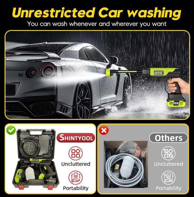 SEESE Cordless Pressure Washer and Single Port Charger Base, Bottle Portable Washer for Car,Home Cleaning & Garden Watering-SUY
