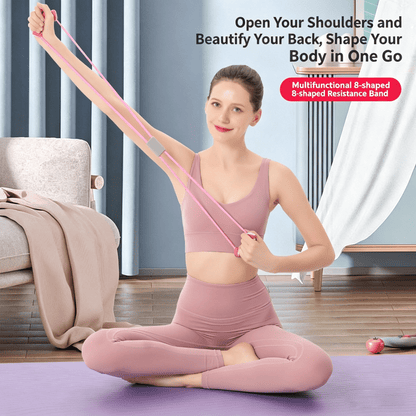 8-Word Resistance Band, Heavy-Duty, Home Essential for Shoulder Opening & Back Training, Yoga Fitness Elastic Rope for Chest Expanding & Body Shaping-OKN1 - cartographermarket
