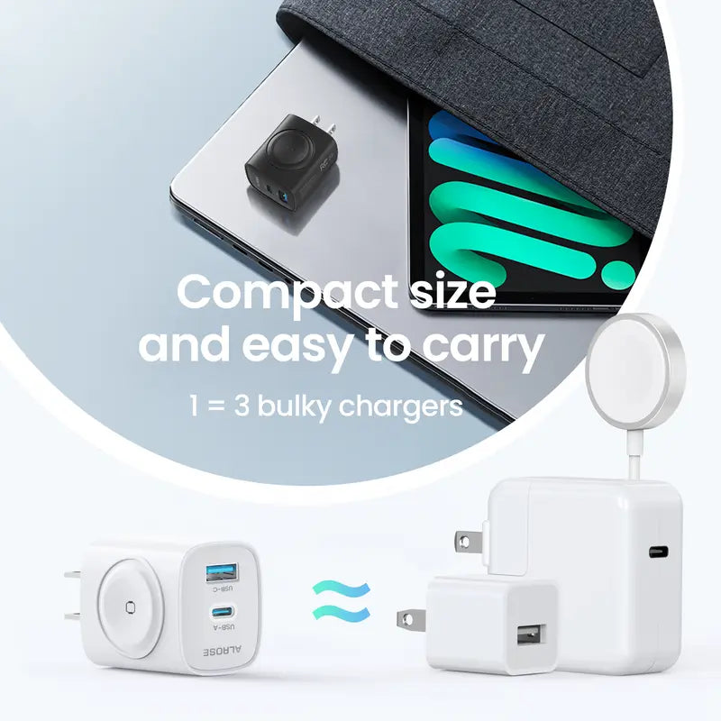 TOPADRE 3-in-1 Magnetic Wireless Cordless PD USB-C Wall Charger Block-EDC