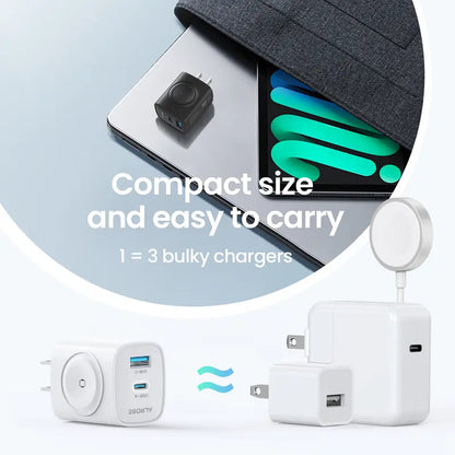 TOPADRE 3-in-1 Magnetic Wireless Cordless PD USB-C Wall Charger Block-EDC