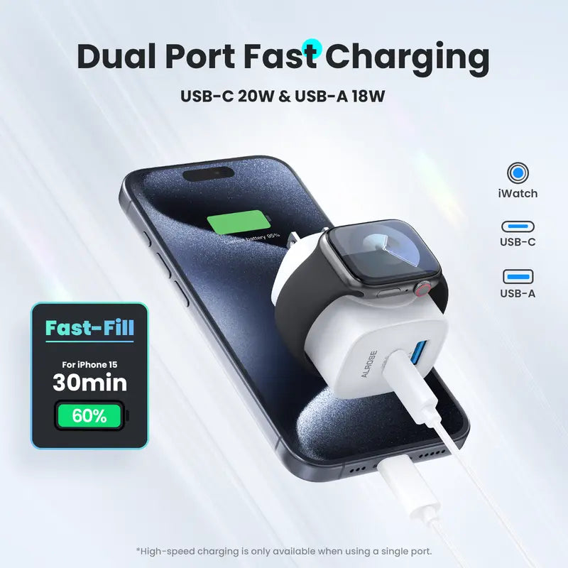 TOPADRE 3-in-1 Magnetic Wireless Cordless PD USB-C Wall Charger Block-EDC