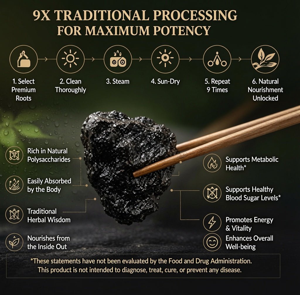 9X Prepared Rehmannia Root | Natural Blood Sugar & Metabolic Support Tonic-EDC - cartographermarket