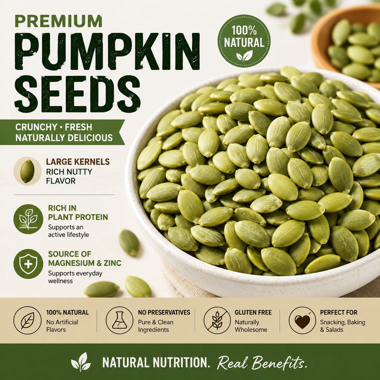 "Premium Roasted Pumpkin Seeds – Crunchy, Healthy, & Perfect for Snacking! 🎃 Limited Time Offer!"-OKN