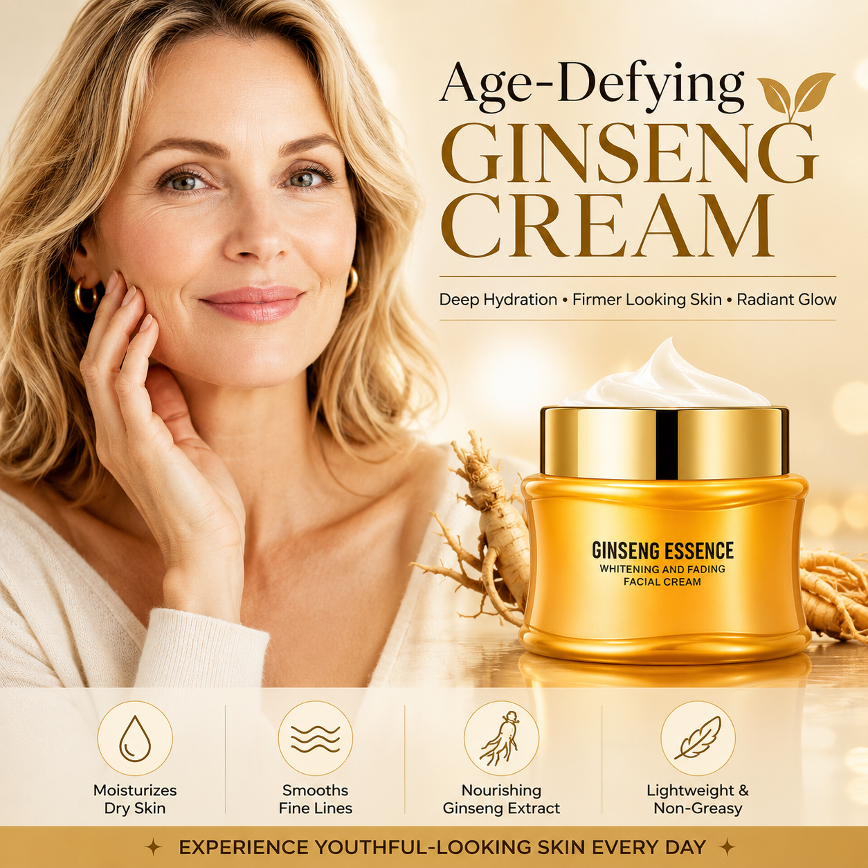 💎 Gold Ginseng Anti-Aging Face Cream – Firming, Hydrating & Skin Renewal Moisturizer-OKN