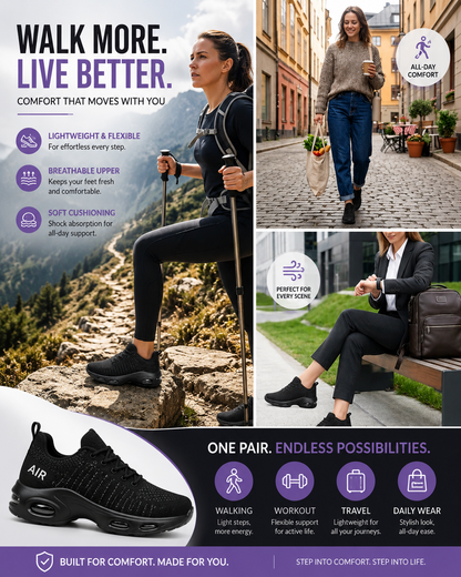 Lightweight Air-Cushioned Trainers: Maximum Comfort for Your Daily Steps-OKN
