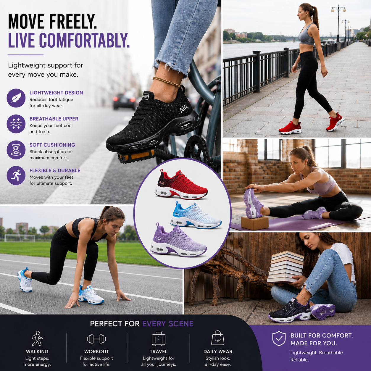 Lightweight Air-Cushioned Trainers: Maximum Comfort for Your Daily Steps-OKN