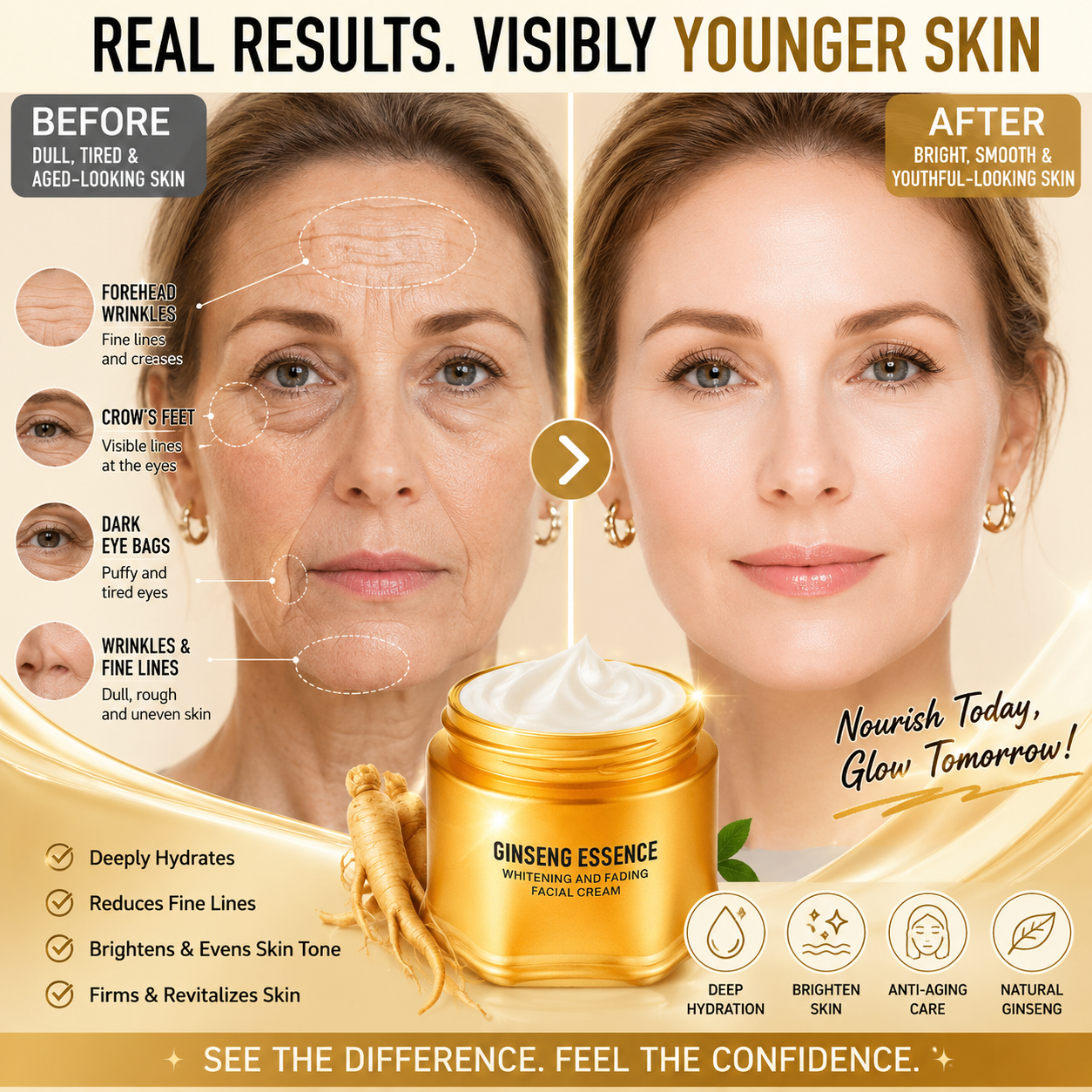 💎 Gold Ginseng Anti-Aging Face Cream – Firming, Hydrating & Skin Renewal Moisturizer-OKN