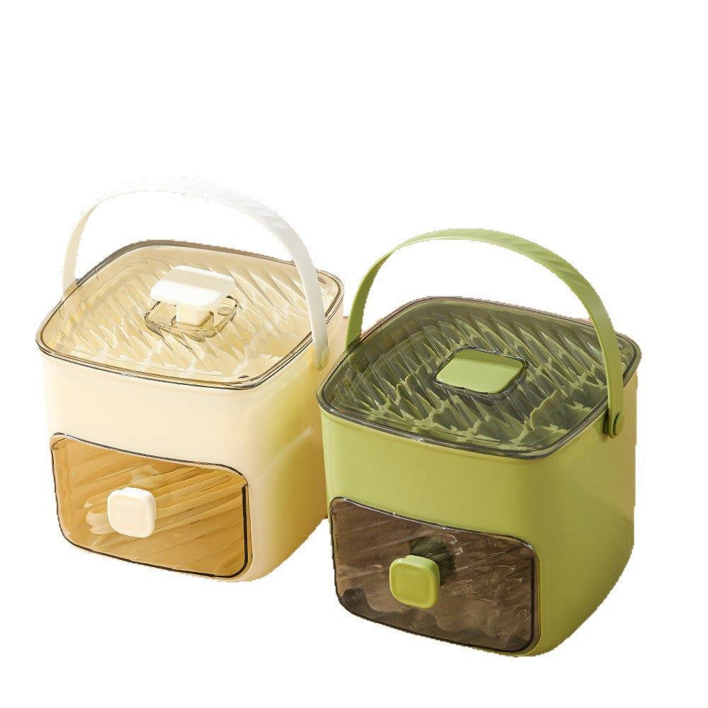 One-Press Ice Cube Tray with Storage Bin - BPA-Free 2-in-1 Ice Maker-SUY