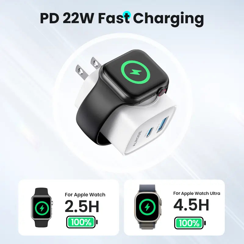 TOPADRE 3-in-1 Magnetic Wireless Cordless PD USB-C Wall Charger Block-EDC