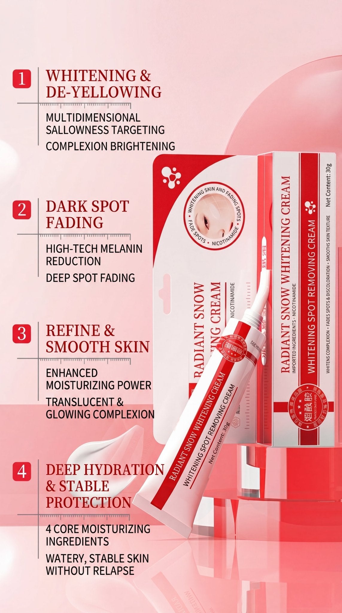 🔥Brightening Snow Whitening Spot Fading Cream with Niacinamide, Whitening and Lightening Spots Ointment, Improves Dullness and Brightens Skin Tone - ￥OKN1 - cartographermarket