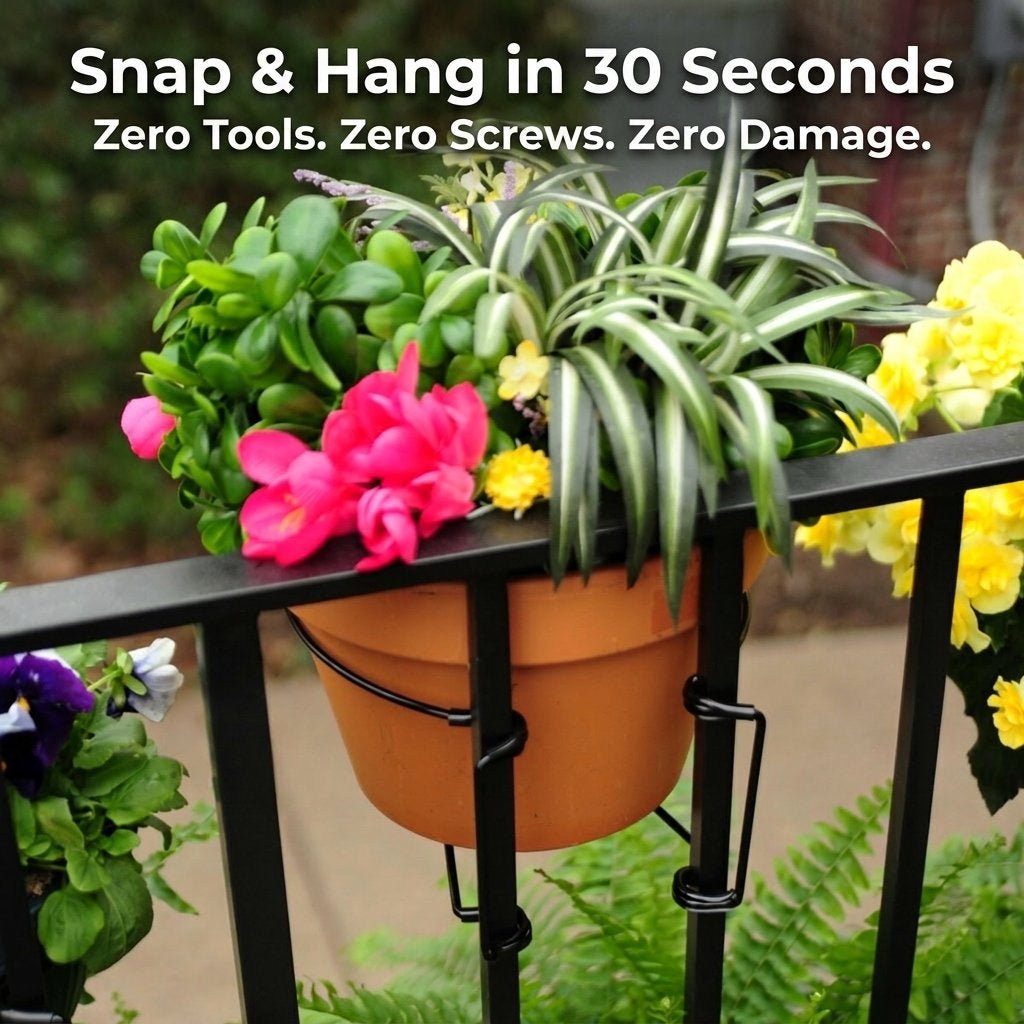 Buy one, get eight — free shipping included. ✨Railing Plant Hanger - EDC - cartographermarket