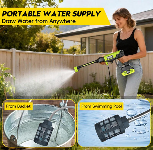 SEESE Cordless Pressure Washer and Single Port Charger Base, Bottle Portable Washer for Car,Home Cleaning & Garden Watering-SUY