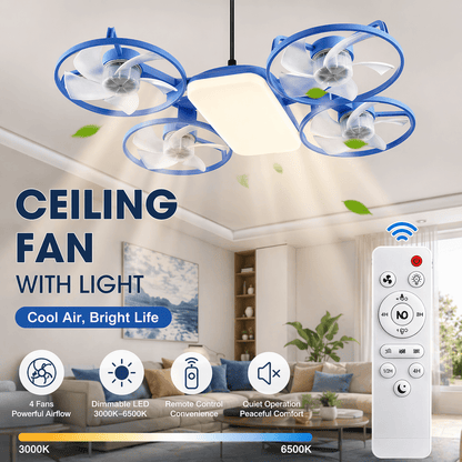 ✨ Drone - Style LED Ceiling Fan Light – Modern Lighting & Airflow in One - EDC - cartographermarket