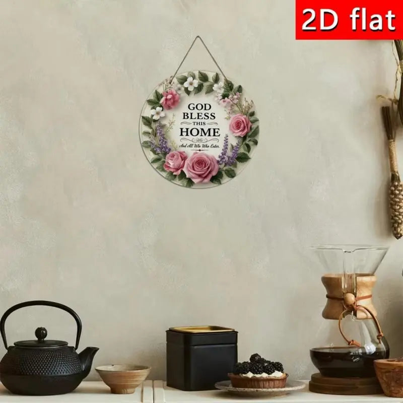 【fathersdaygift】God Bless This Home Round Wooden Sign,-EDC