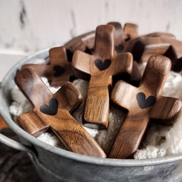 🏆Flash Sale⚡ 50K+ SOLD! ✝️100% Handmade Wooden Cross My Heart - JY - cartographermarket