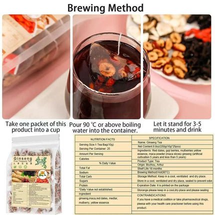 Ginseng Five Treasure Tea | Healthy Kidney Tea for Men & Women-SUY - cartographermarket