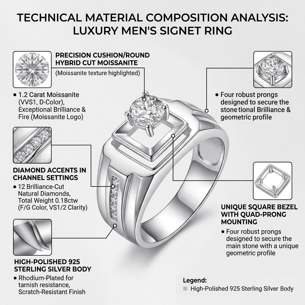 🔥🎉Luxury Geometric Moissanite Ring🎁 for Anniversary & Father's Day-OKN - cartographermarket