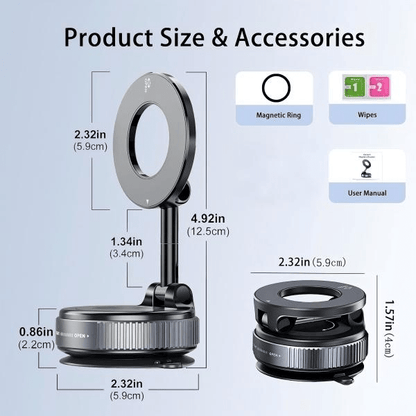🚗 Magnetic Car Phone Holder 🧲 Strong Suction Cup, Foldable for Dashboard, Gym & Mirror-VIM - cartographermarket