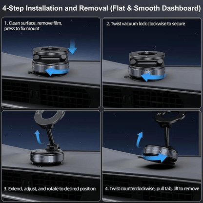 🚗 Magnetic Car Phone Holder 🧲 Strong Suction Cup, Foldable for Dashboard, Gym & Mirror-VIM - cartographermarket
