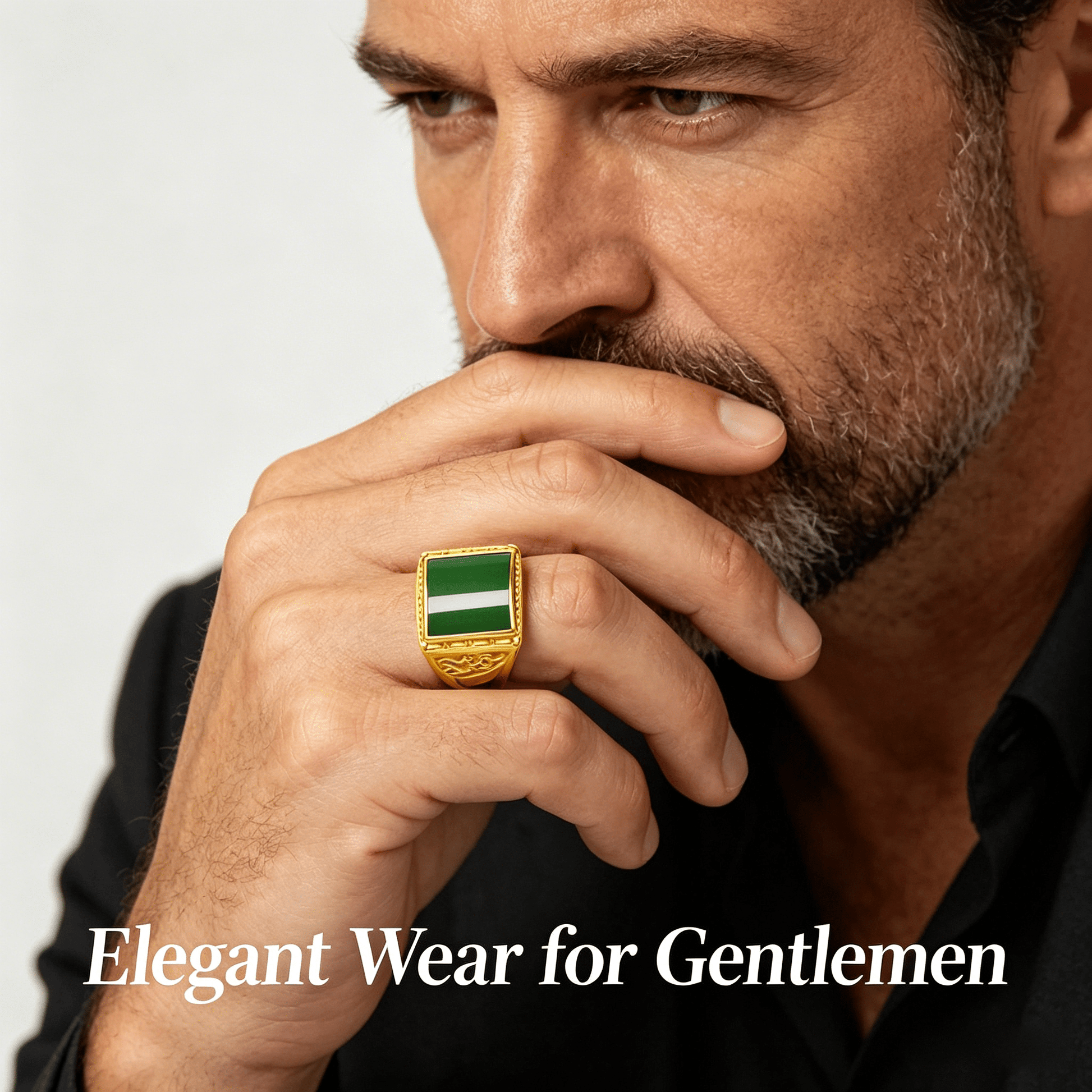 Men's Golden Plain Band Ring, Classic Gold Color Finger Ring, Daily Casual Jewelry Accessories - OKN - cartographermarket