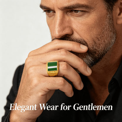 Men's Golden Plain Band Ring, Classic Gold Color Finger Ring, Daily Casual Jewelry Accessories - OKN - cartographermarket