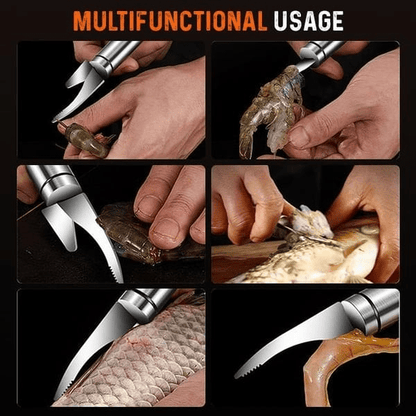 Multifunctional Stainless Steel Seafood Tool | Shrimp Deveiner & Fish Scaler & Duck Intestine Cleaner - YOY - cartographermarket