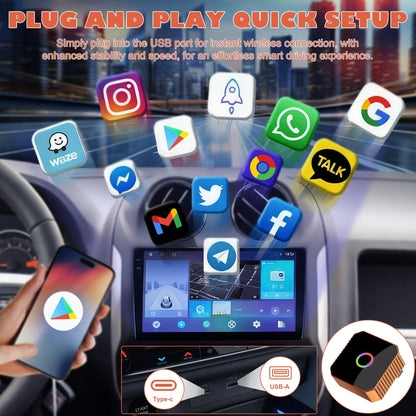 Newly upgraded popular original car wireless CarPlay portable smart connectivity box for Apple and Android, seamless connection with original car screen without lag - OKN - cartographermarket