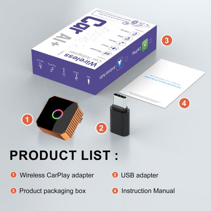Newly upgraded popular original car wireless CarPlay portable smart connectivity box for Apple and Android, seamless connection with original car screen without lag - OKN - cartographermarket