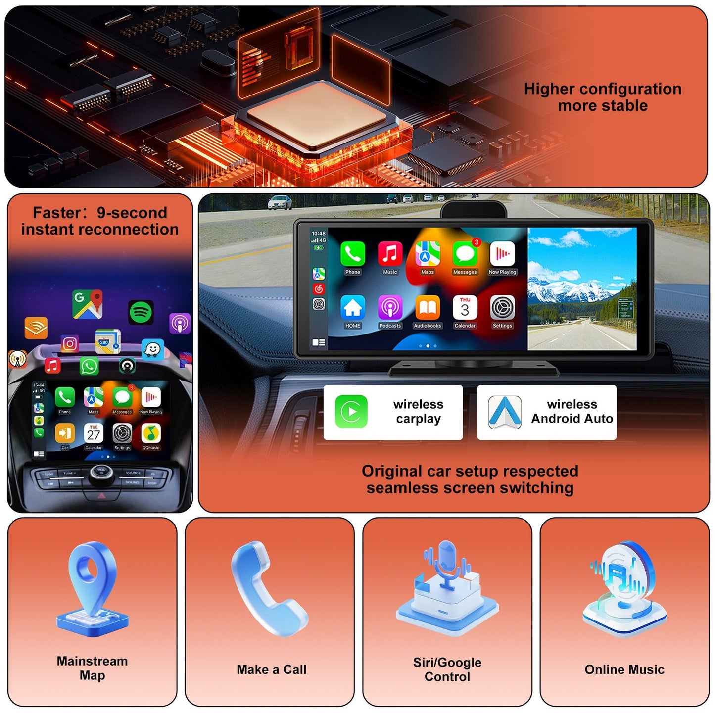 Newly upgraded popular original car wireless CarPlay portable smart connectivity box for Apple and Android, seamless connection with original car screen without lag - OKN - cartographermarket