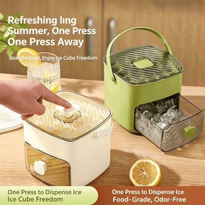 One-Press Ice Cube Tray with Storage Bin - BPA-Free 2-in-1 Ice Maker-SUY - cartographermarket