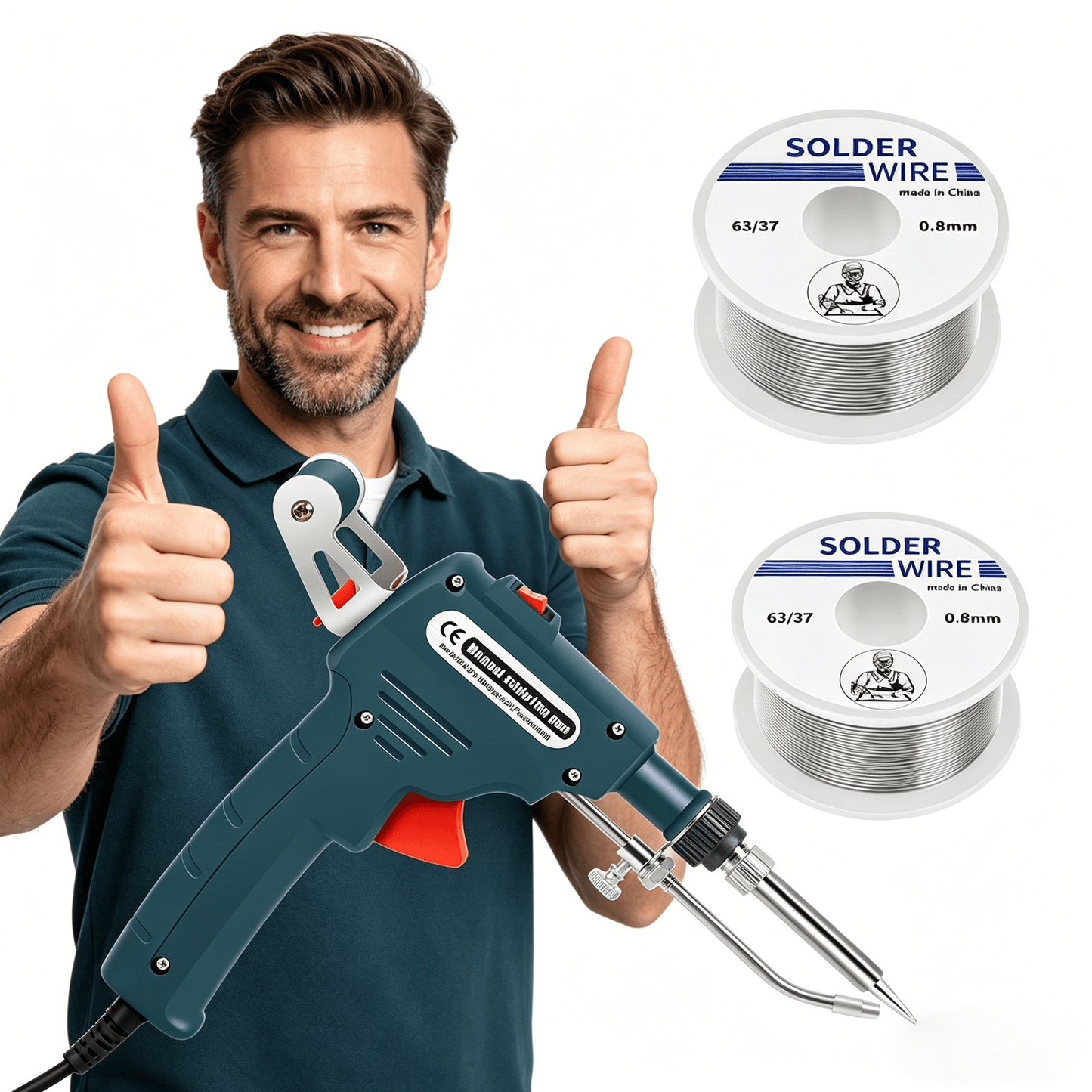 Premium Soldering Gun Set - Fast Heat 60W Welding Iron with Solder Wire for Household & Electronic Repairs - OKN - cartographermarket
