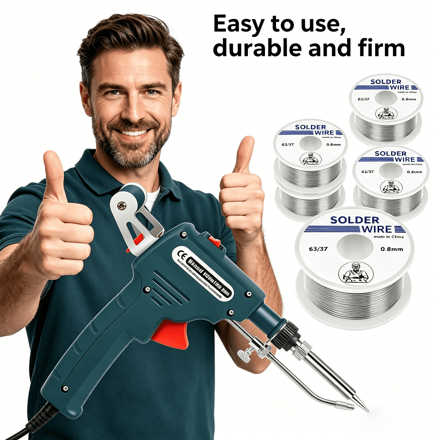 Premium Soldering Gun Set - Fast Heat 60W Welding Iron with Solder Wire for Household & Electronic Repairs - OKN - cartographermarket