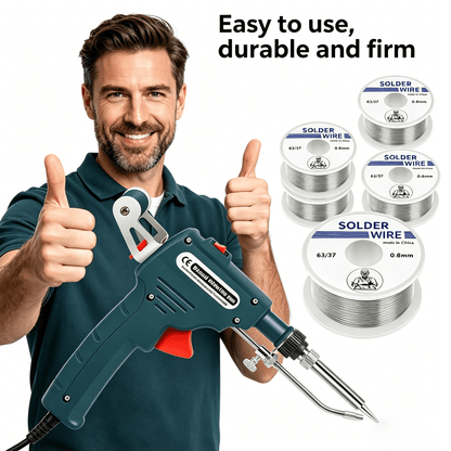 Premium Soldering Gun Set - Fast Heat 60W Welding Iron with Solder Wire for Household & Electronic Repairs - OKN - cartographermarket
