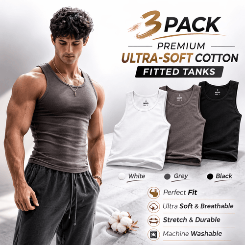 Premium Ultra - Soft Cotton Fitted Tank 3 Pack - EDC - cartographermarket